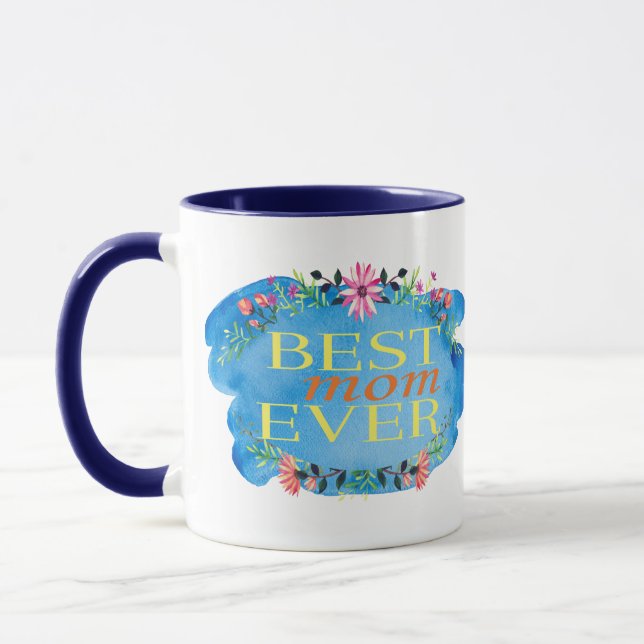 1 Cute Floral "Best Mom Ever" Print Mug For Mom (Left)