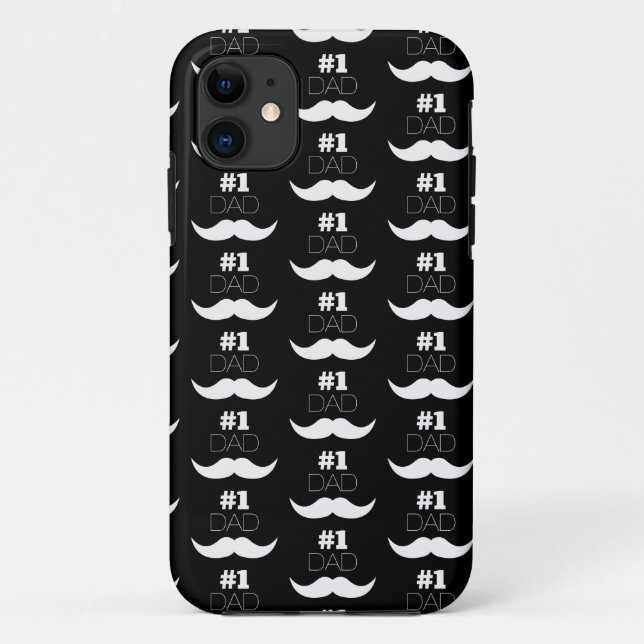 #1 Dad Black and White Moustache - Number One Case-Mate iPhone Case (Back)