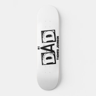 #1 Dad Black and White Personalized  Skateboard