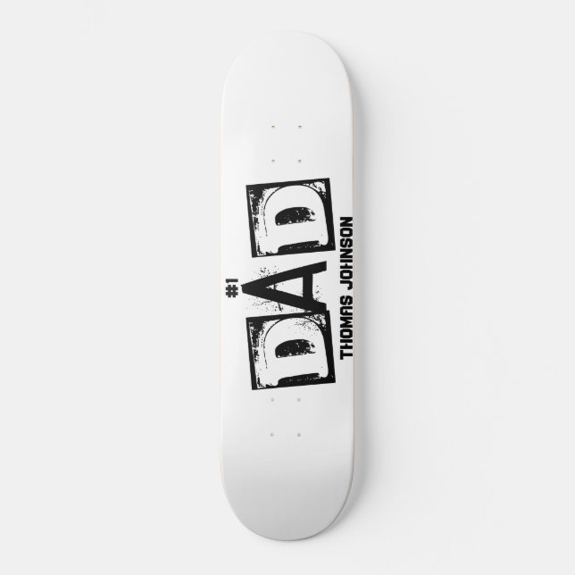 #1 Dad Black and White Personalized  Skateboard (Front)