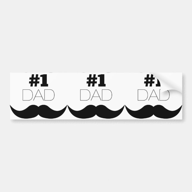 #1 Dad Black Moustache - Number One Bumper Sticker (Front)