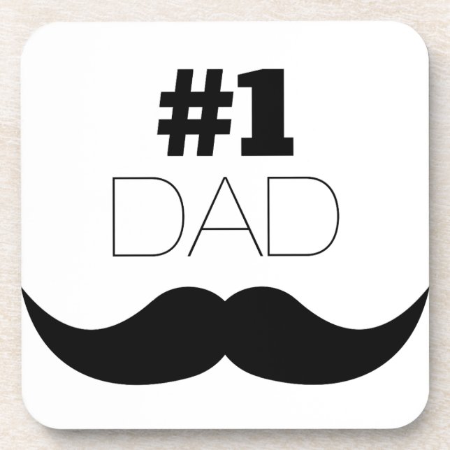 #1 Dad Black Moustache - Number One Coaster (Front)