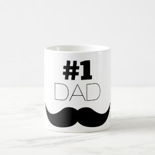 #1 Dad Black Moustache - Number One Coffee Mug