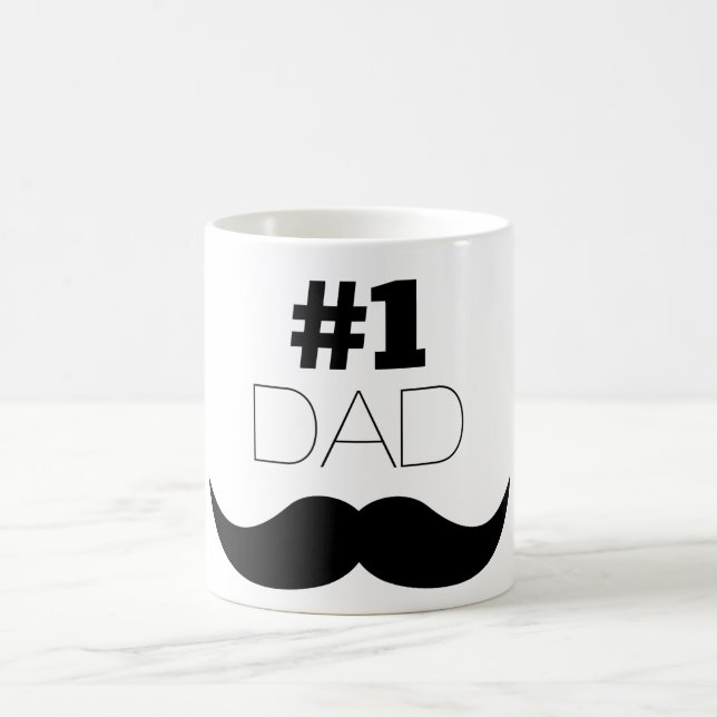 #1 Dad Black Moustache - Number One Coffee Mug (Center)