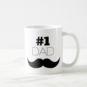 #1 Dad Black Moustache - Number One Coffee Mug