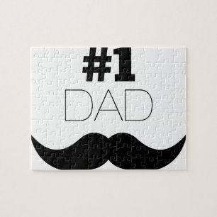 #1 Dad Black Moustache - Number One Jigsaw Puzzle