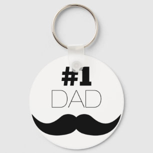 #1 Dad Black Moustache - Number One Keychain