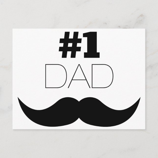 #1 Dad Black Moustache - Number One Postcard (Front)