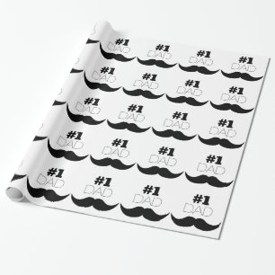 #1 Dad Black Moustache - Number One Wrapping Paper