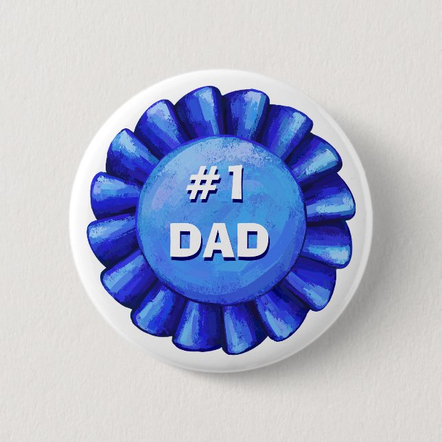 #1 Dad Blue Badge 2 Inch Round Button (Front)