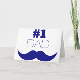 #1 Dad Blue Moustache - Number One Card