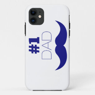 #1 Dad Blue Moustache - Number One iPhone 11 Case