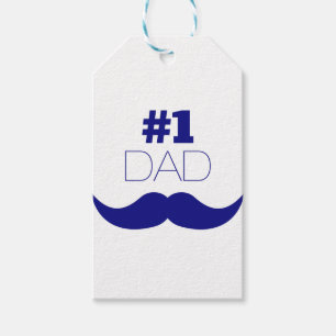#1 Dad Blue Moustache - Number One Gift Tags