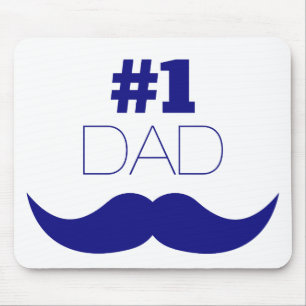 #1 Dad Blue Moustache - Number One Mouse Pad