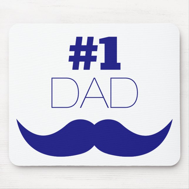 #1 Dad Blue Moustache - Number One Mouse Pad (Front)