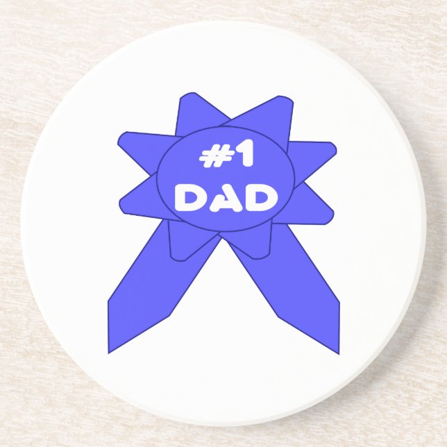 #1 Dad Blue Ribbon Coaster (Front)