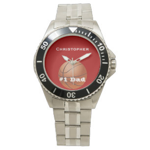 #1 Dad Custom Wrist Watch Personalized, Basketball