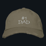 #1 DAD-Father's Day/Birthday Embroidered Hat<br><div class="desc">If you think your father is #1 then this will be a great gift for him for Father's Day, or his birthday. Features the text "#1 Dad" in white embroidery on a light olive cap, but of course you can customize the text, change the colour/style of the hat and also...</div>