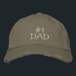 #1 DAD-Father's Day/Birthday Embroidered Hat<br><div class="desc">If you think your father is #1 then this will be a great gift for him for Father's Day, or his birthday. Features the text "#1 Dad" in white embroidery on a light olive cap, but of course you can customize the text, change the colour/style of the hat and also...</div>