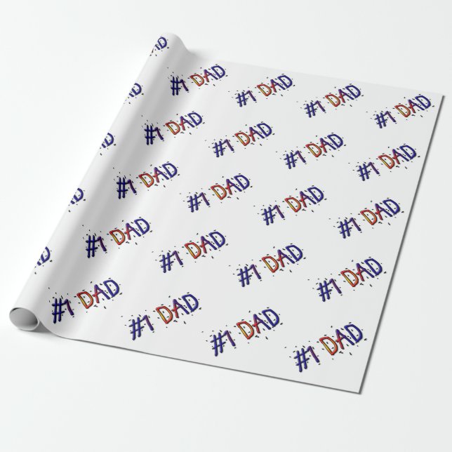 #1 Dad Father's Day Gift Wrap (Unrolled)