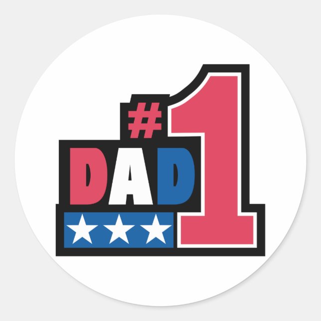 #1 Dad Gift Classic Round Sticker (Front)