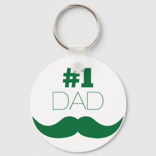 #1 Dad Green Moustache - Number One Keychain