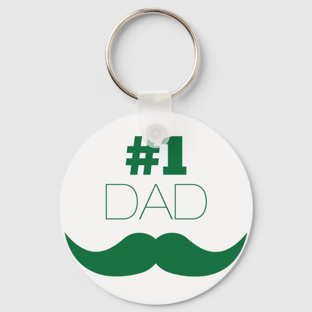 #1 Dad Green Moustache - Number One Keychain (Front)