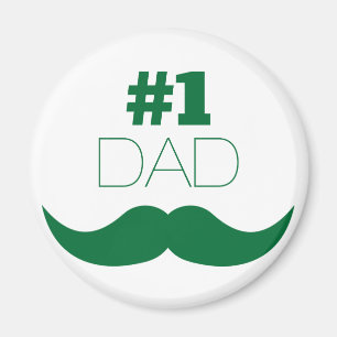 #1 Dad Green Moustache - Number One Magnet