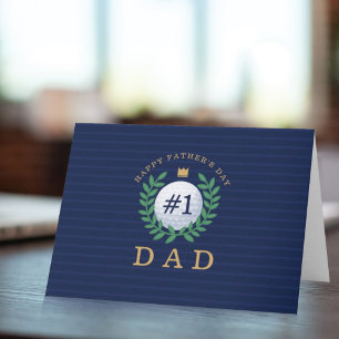 #1 Dad, Happy Fathers Day Golf Theme Card