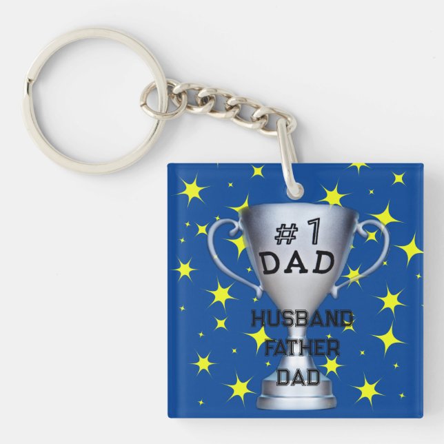 #1 dad husband father acrylic Keychain (Front)