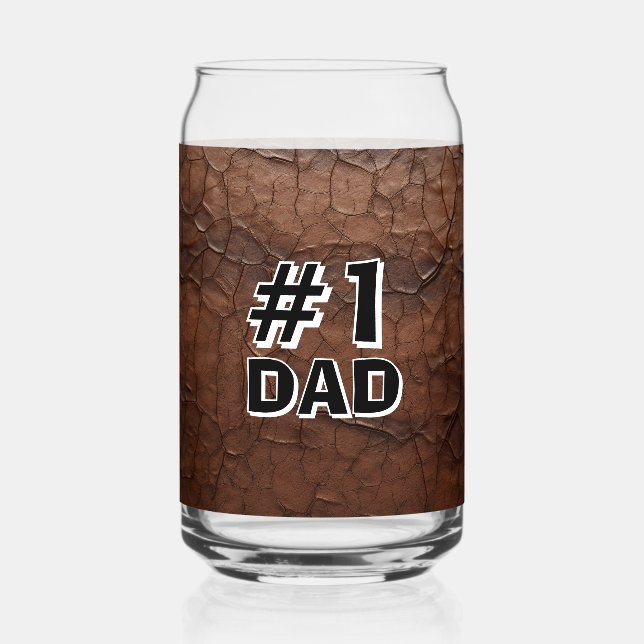 #1 Dad Leather-look Can Glass (Back)