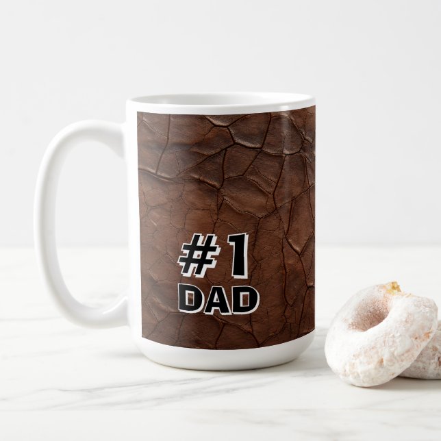 #1 Dad Leather-look Coffee Mug (With Donut)
