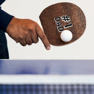 #1 Dad Leather-look Ping Pong Paddle