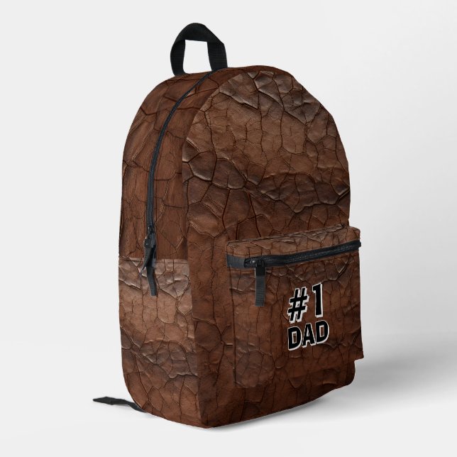 #1 Dad Leather-look Printed Backpack (Back Corner Left)