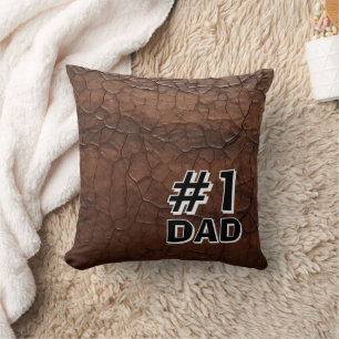 #1 Dad Leather-look Throw Pillow