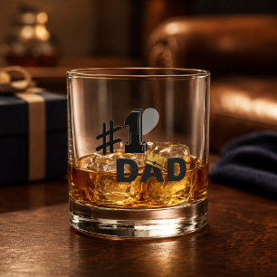 #1 Dad Love Personalized Whiskey Glass