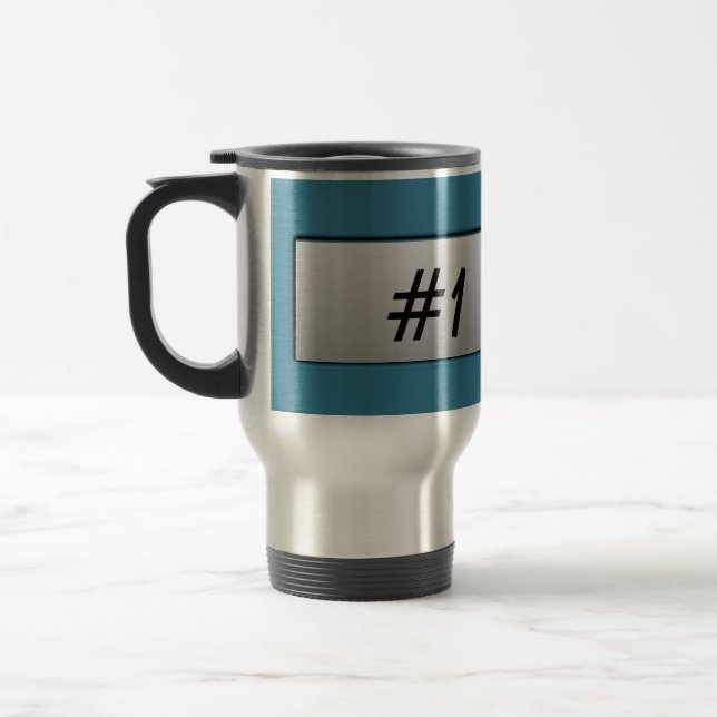 #1 Dad! Metal Nameplate Mug (Left)