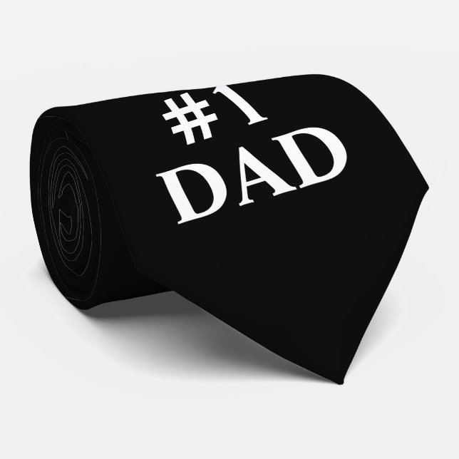 1 Dad Modern Black White Tie (Rolled)