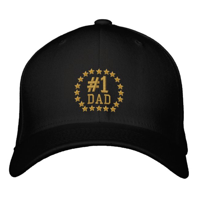 #1 DAD Number One Stars Embroidery Embroidered Hat (Front)