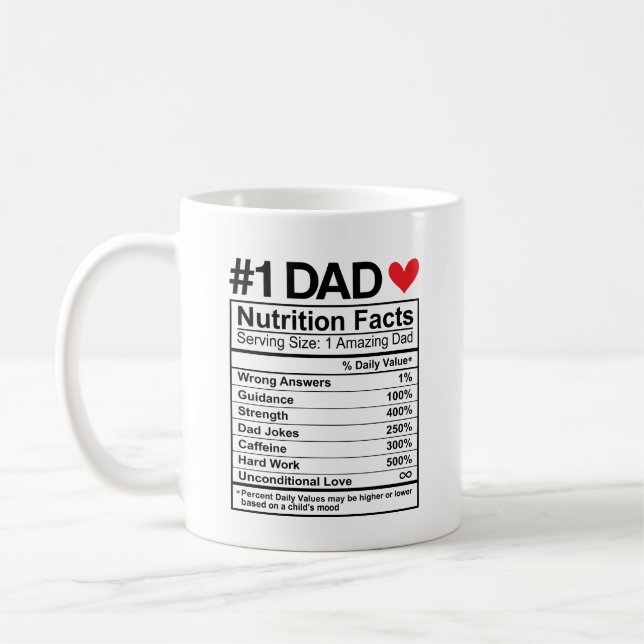 #1 Dad Nutrition Facts Mug – Funny Father's Day Gi (Left)