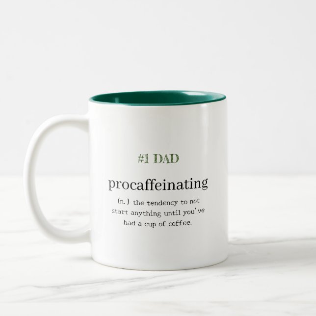 #1 DAD Personalized Procaffeinating Two-Tone Coffee Mug (Left)