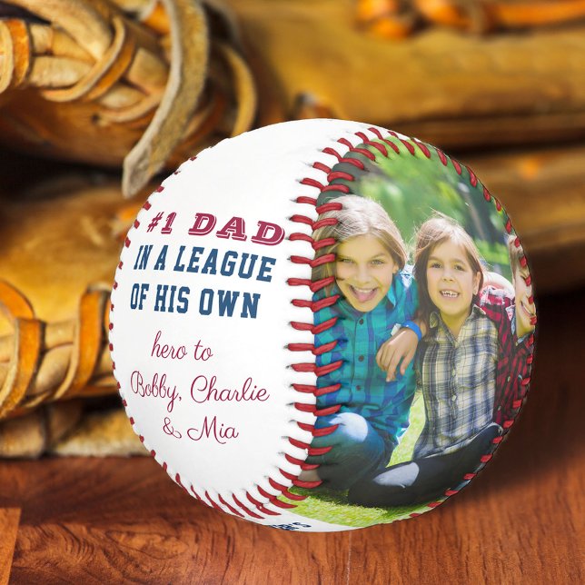 #1 Dad Quote Custom 2 Photo Personalized Baseball (Creator Uploaded)