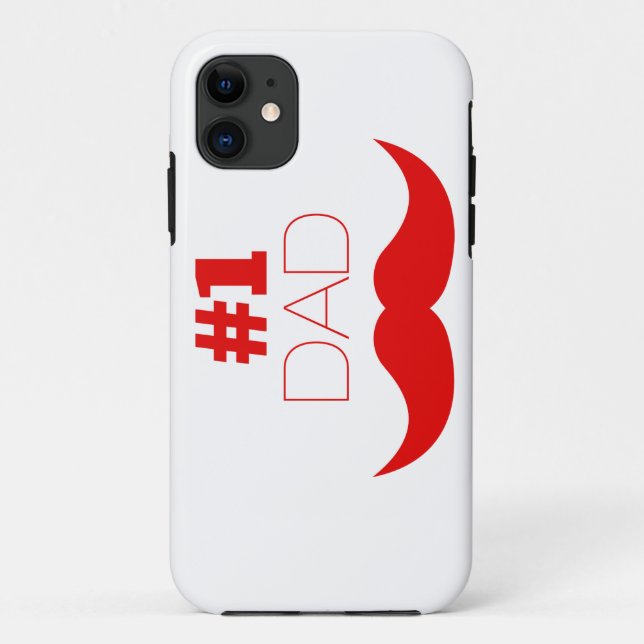 #1 Dad Red Moustache - Number One Case-Mate iPhone Case (Back)