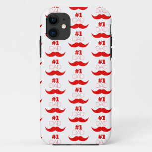 #1 Dad Red Moustache - Number One iPhone 11 Case