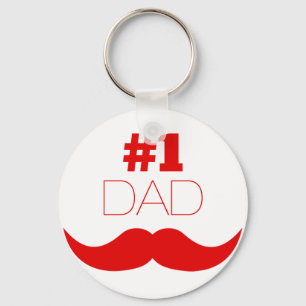 #1 Dad Red Moustache - Number One Keychain