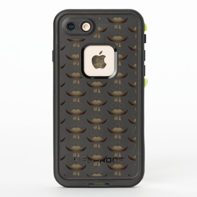 #1 Dad Rustic Gold Moustache - Number One LifeProof iPhone Case (Back)