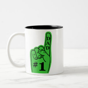 #1 Dad Sports Fan Hand in Green Two-Tone Coffee Mug