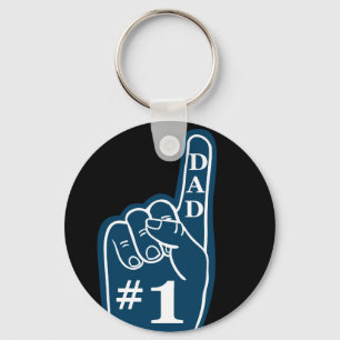 #1 Dad Sports Fan Hand in Navy Keychain