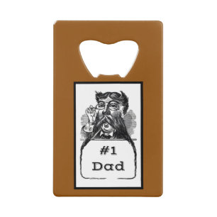 #1 Dad Vintage Drawing Credit Card Bottle Opener