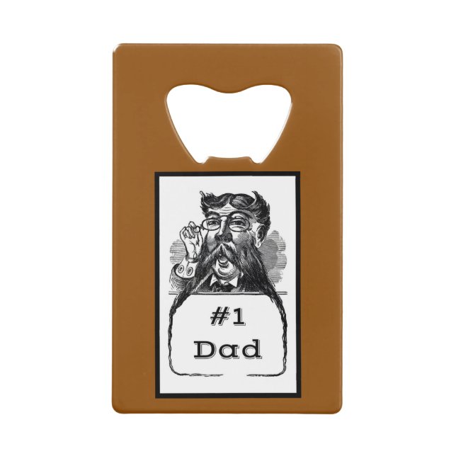#1 Dad Vintage Drawing Credit Card Bottle Opener (Front)